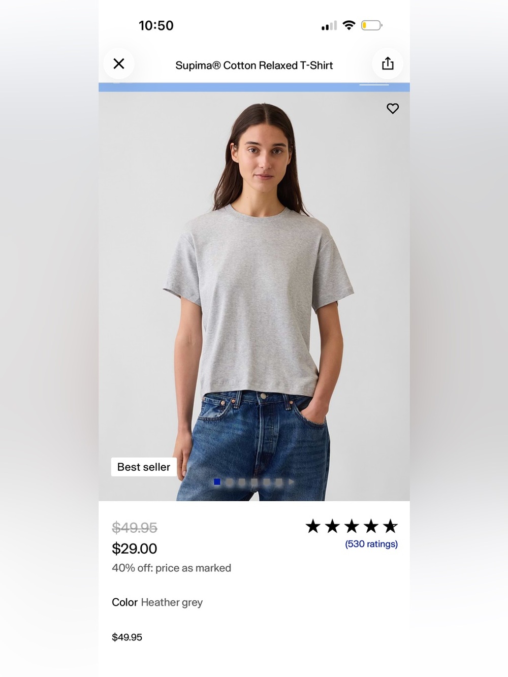 Gap Supima Relaxed Cotton Tee Gray